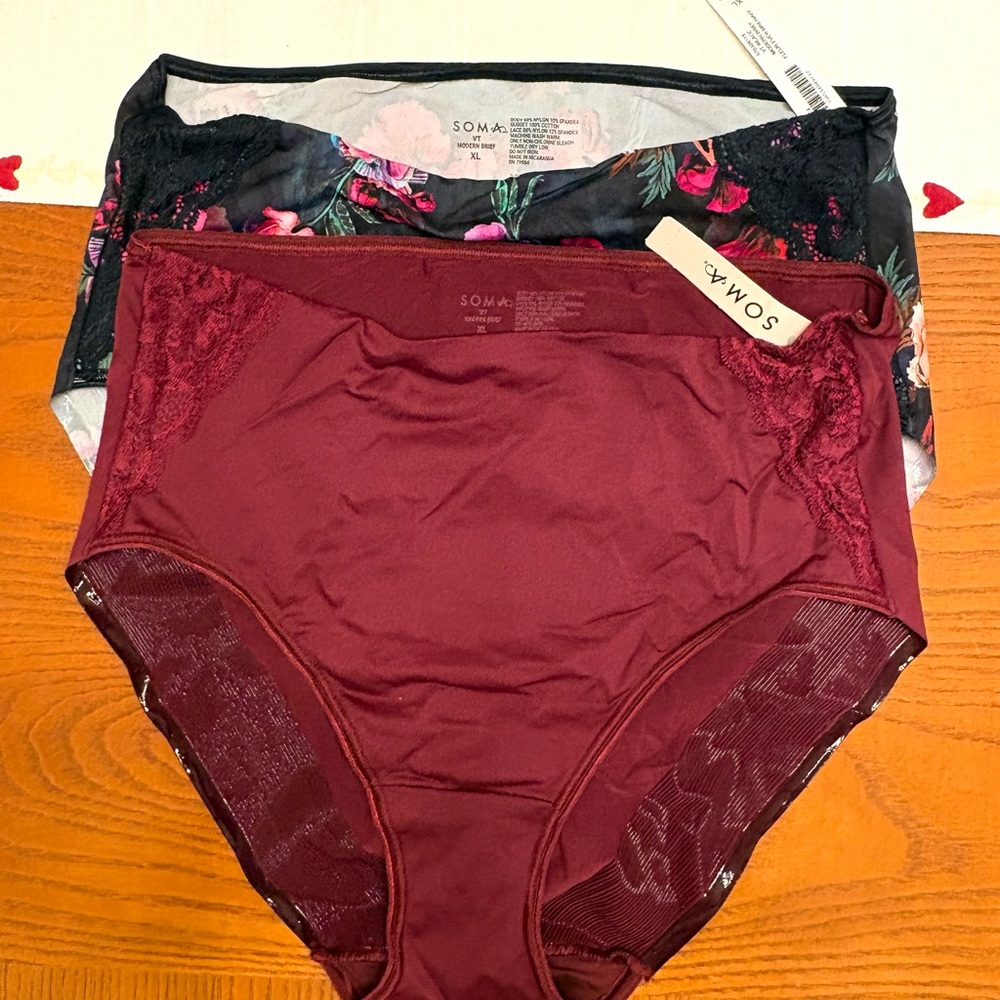 Soma Black Floral High-Waist Briefs